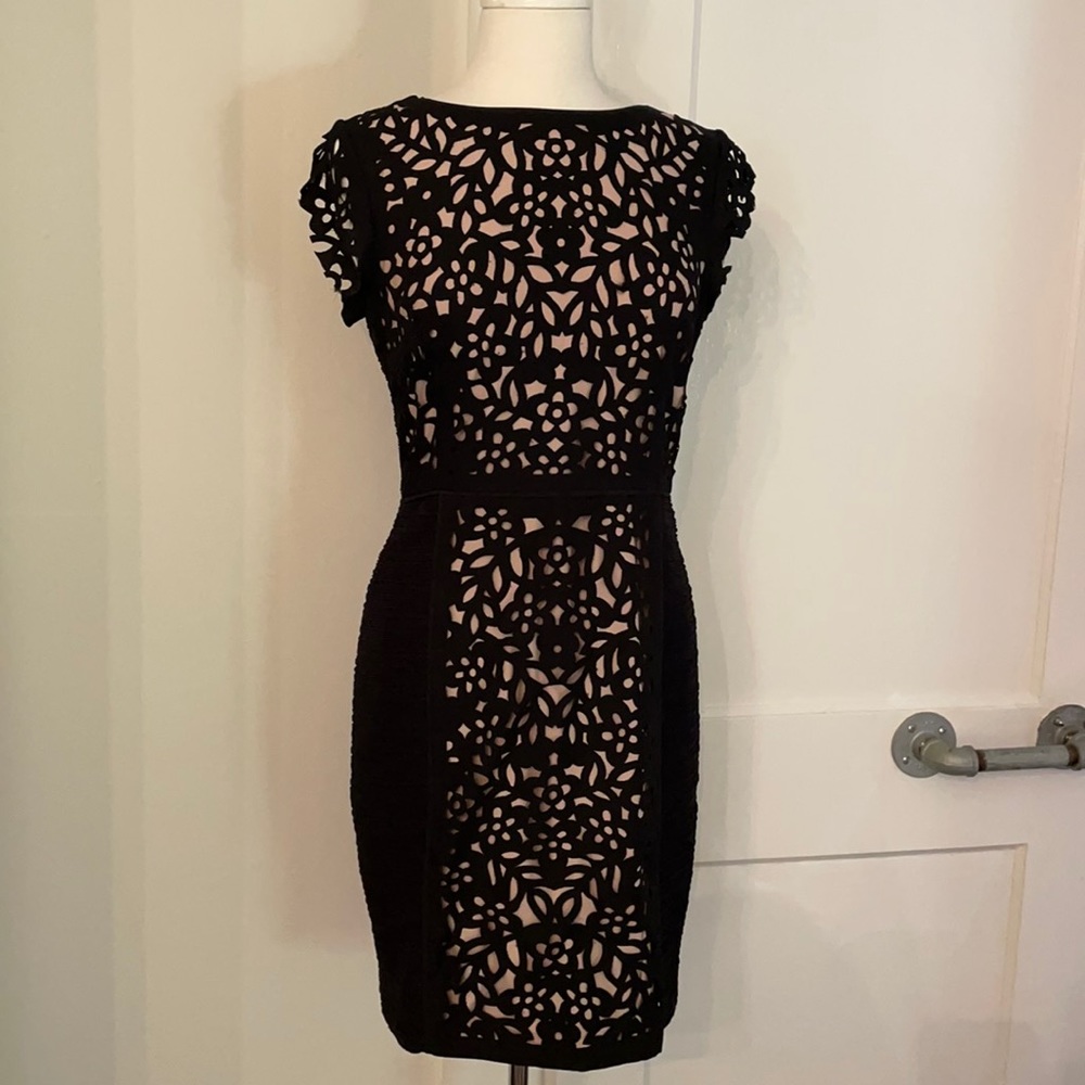 Mauve Floral cutwork sheath dress